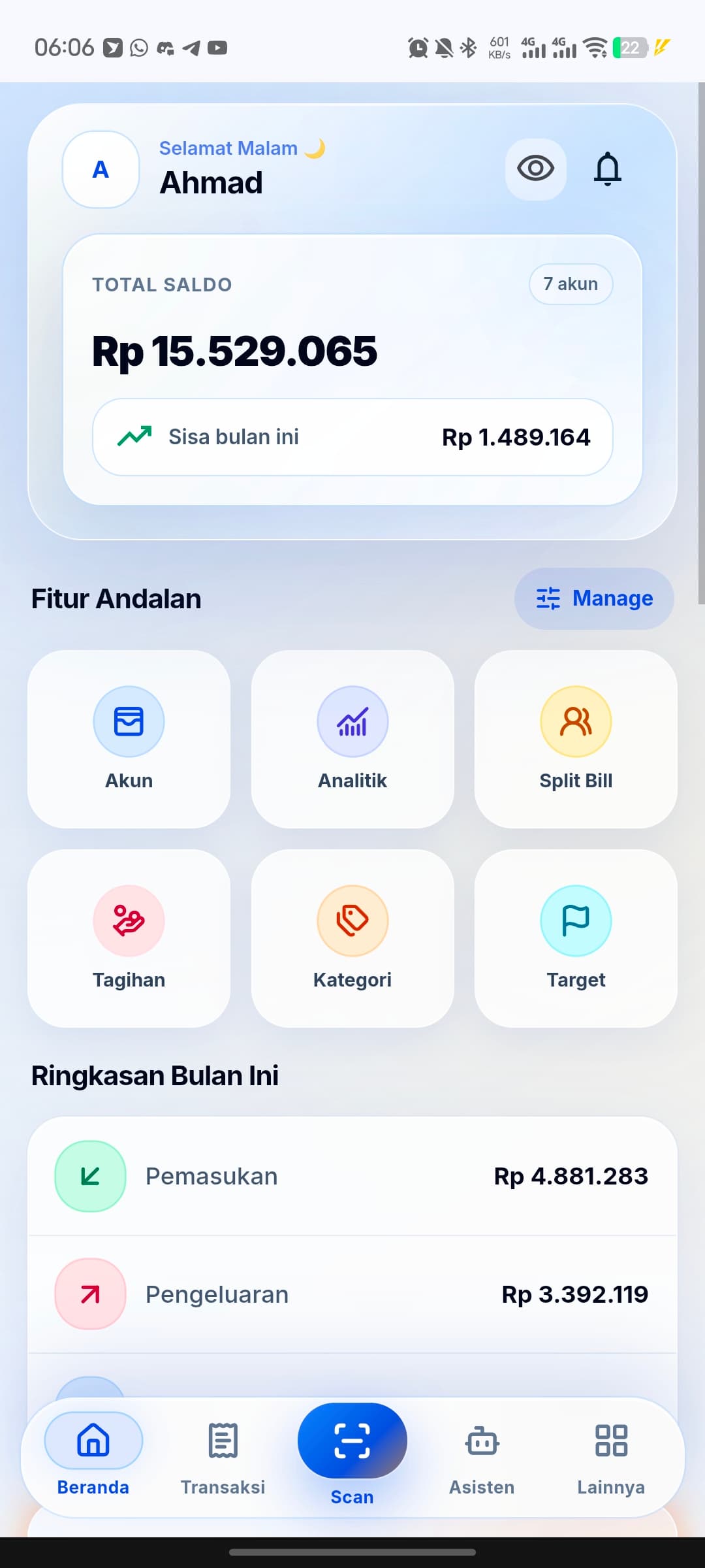 Pratinjau beranda dashboard Pundify